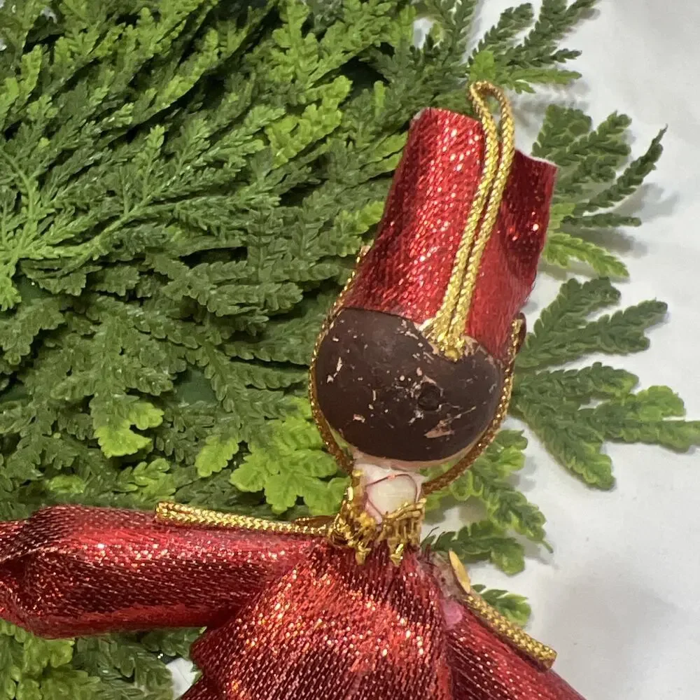 Vintage Mr. Christmas Gold & Red Lame Soldier Ornaments Lot of 2 1960s?